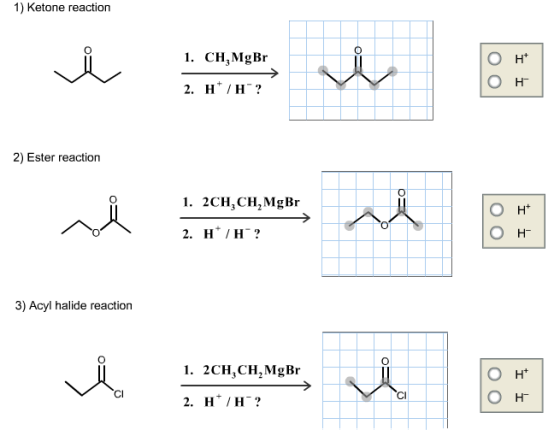 42. Three reactions between a Grignard reagent and