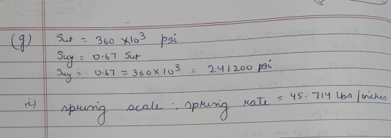 (3) Sut psi 360 xlo 3 Suy = 0.67 Sut Say - 0-67 = 36ox to 3 2ч 200 рэс - Чs. Піч Ub» мм, C) Deala , Op rate spring ороля