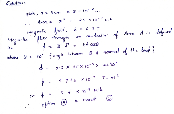 Solutions şide, a = som es x 10-?m Area = a? = 25 x 10-4 m2 magnetic field, B = 0.37 Magnetic flux through an condenter of Ar