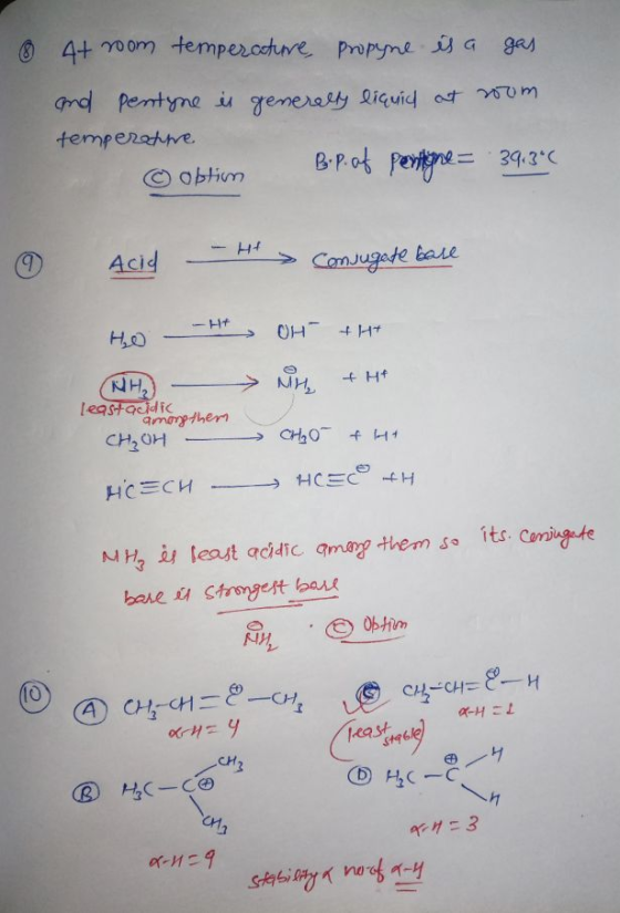 & 4t room temperature, propyne is a gas and pentyne is generally liquid at room temperature © Option B.p. of peritone= 39.3°C