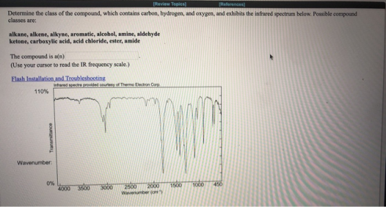 TReferences [Review Topics] Determine the class of the compound, which contains carbon, hydrogen, and oxygen, and exhibits th