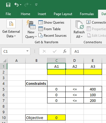 Dal BSS File Home Insert Page Layout Formulas Show Queries À Connecti From Table Get External Propertie New Refresh Data Quer