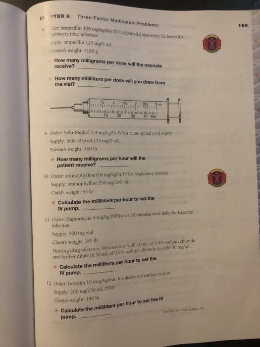 TER 6 Three-Factor Medication Problems ch der ampicillin 100 mg/kg/day IV in divided doses every 12 hours for piratory tract