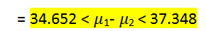 = 34.652 < μι- μη < 37.348