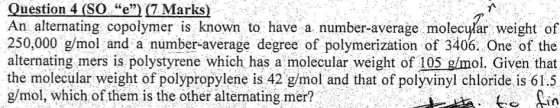 An alternating copolymer is known to have a number