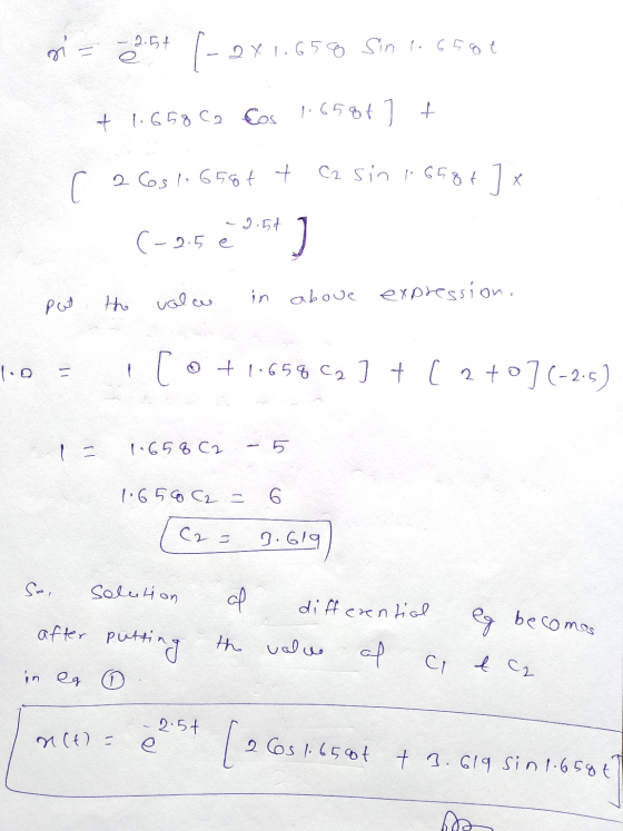 si = -2.5t 1 - 2 x 1.658 Sin 1.6580 + 1.658 C2 Cos 1.6586 t 2 Gsl 658€ t Ca sin 1658€ ] X (-95 € 9:54 ] pot the expression, v