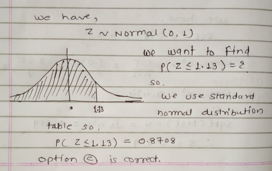 we hare Normal Co, ) we want to ftnd SO _ We Use Standar o 113 table So PC乙くし1.3)ニ0.8708 option irect