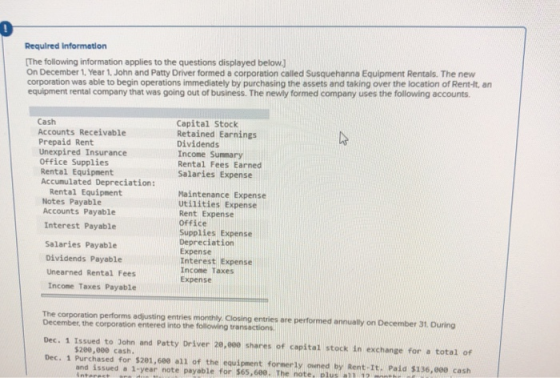 Required Information The following information applies to the questions displayed below.) On December 1 Year 1, John and Patt