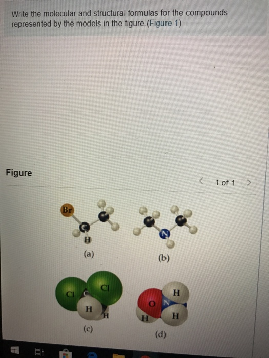 Write the molecular and structural formulas for the compounds represented by the models in the figure (Figure 1) Figure 1 of