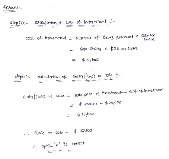 Answer:- step (1)!- calculation of wst of Anuestmeut :- cost of investment = number of shares purchased x cost per share < 95