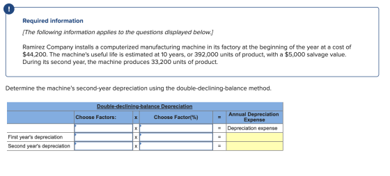 ! Required information [The following information applies to the questions displayed below.] Ramirez Company installs a compu