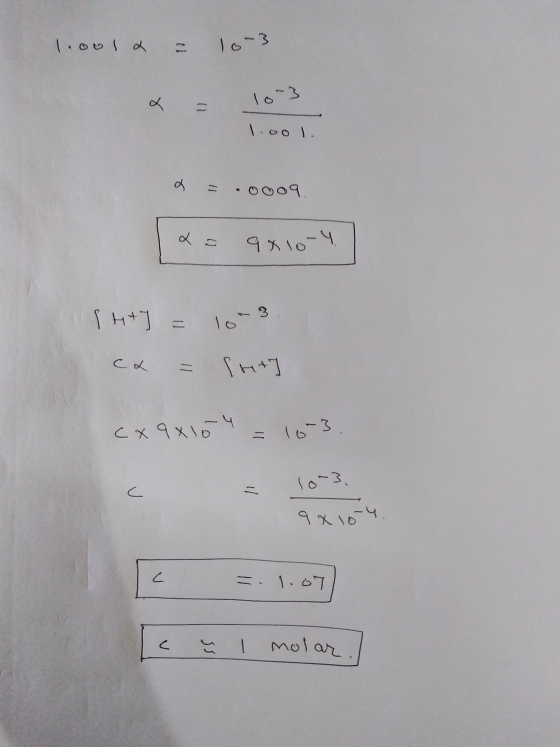 looola = lo-3 lool. a = .0009. [x = 9810-4 ht) = 103. ca = preth cx9x104 = 103. 9x10-4 [ =.1.07) c u Imolar.