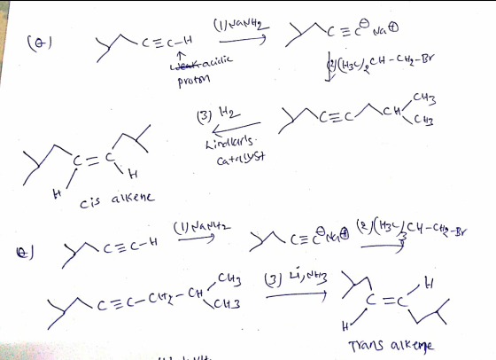 (I wanting uczce Nao -cc-H Y(139,CH-CH2 - BV Heak acidic Proton CH3 (3) Hz Yemen YJET Lindlars Catalyst 1. * cis alkene Cu p