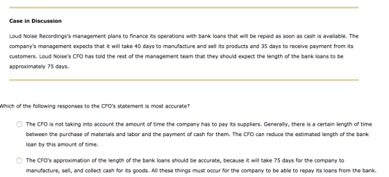 Case in Discussion Loud Noise Recordingss management plans to finance its operations with bank loans that will be repaid as