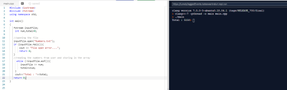 https://LonelyJagged Events.koteswariinduri.repl.run main.cpp saved 1 #include <iostream> #include <fstream> using namespace