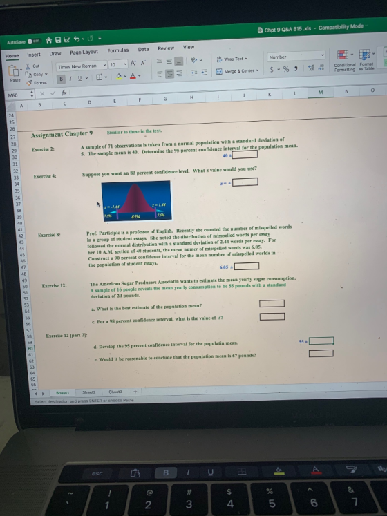 Chpt 9 Q&A 815 xls - Compatibility Mode OFF BESU AutoSave Review View Data Formulas Draw Insert Page Layout Home ICH F Number