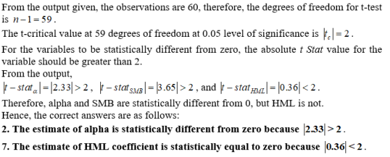 From the output given, the observations are 60, therefore, the degrees of freedom for t-test is n-1= 59. The t-critical value