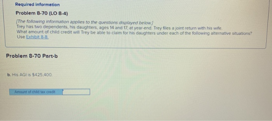 Required information Problem 8-70 (LO 8-4) The following information applies to the questions displayed below.] Trey has two