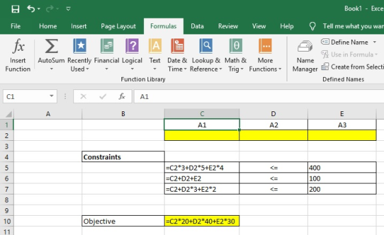 ESSE Book1 - Exce File Home Insert Page Layout Formulas Data Review View Help Tell me what you wan fx * ? Define Name f Use i