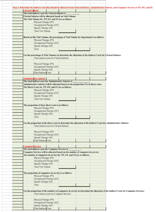 Step Der the indic a t ed from Clerical Sale Clerical res The total indirect costs for Clerical Salaries is Clerical Salaries