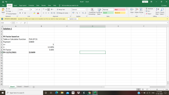 Book1 - Excel Sign in o X File Home Insert Page Layout Formulas Data Review View Help Tell me what you want to do & Share Σ A