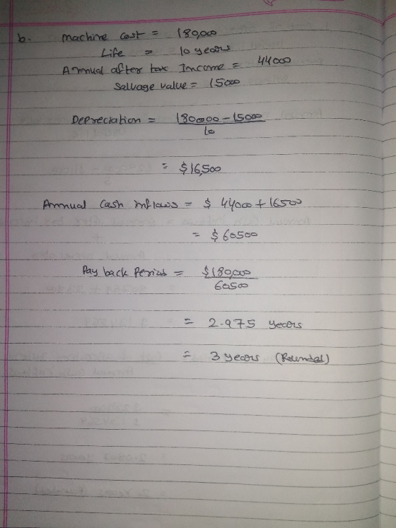 క9ందా machine Cast (ఆ - Life 17 4400 A muel after tax imcome E Selvage value (Souo 80000-1so Deprectahan $16S00 Ammual Cash m