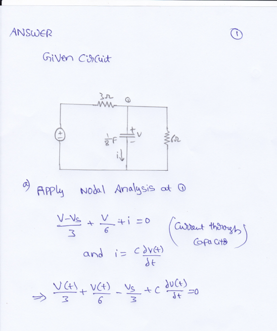 ANSWER Given C Cuict APPly Nodal Analysis at 0