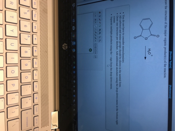 raw the structure of the major organic product(s) of the reaction. нзо . All carboxyl and amino groups should be drawn in the