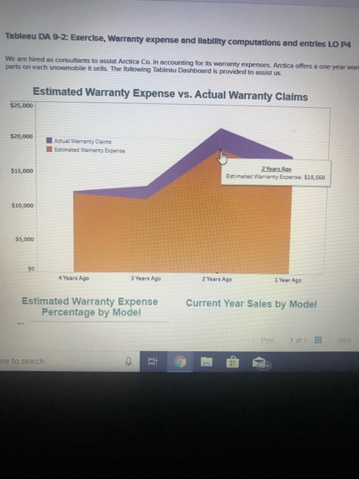 Tableau DA 9-2: Exercise, Warranty expense and liability computations and entries LO P4 We are hired as consultants to assist