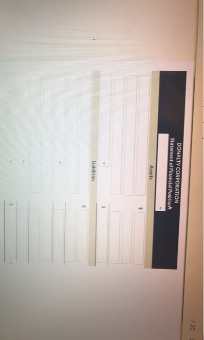 -120 DONALTY CORPORATION Statement of Financial Position Assets Liabilities $