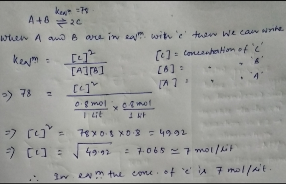 keam =78. A+B ka when A and B are in eam with c then we can write keam = [.]² [c] = concentration of a [A16] [B] - - » 78 & [