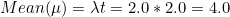 Mean(a) = λ 2.0 * 2.0 4.0