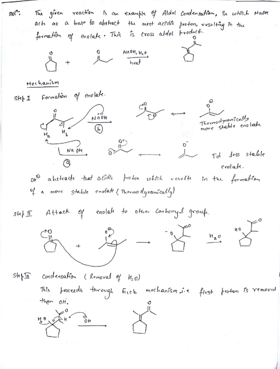 0 NaOH, H,io Mechanism 0 move sta e eno lah 0 enolak of A mere Stalle eneleke (Tn dynay skfT Attack eads trough Eieb mechantm i« 0 0 H
