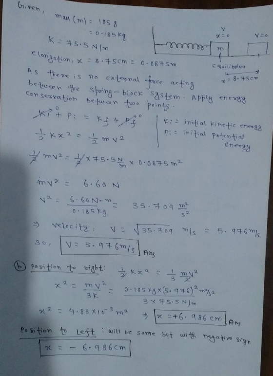 0 185 k ondation/X 8.45cm = 0.0875m As there is oextsnal Face actin n 3 e ttw een Con Serra tion betu, ee n tw。 卜‘ints C, o |