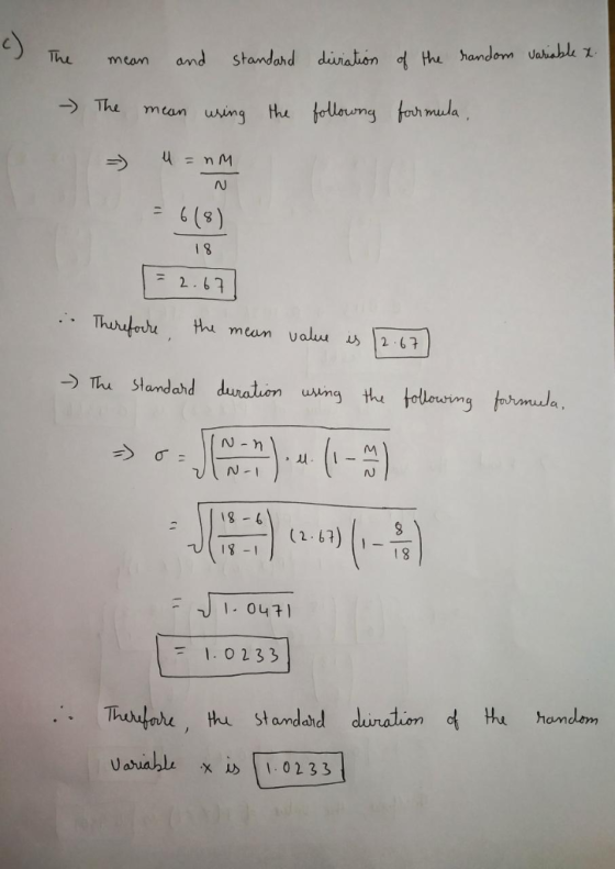 diviation of the handom Vahable Standand amd The Tmeam foloung foh mula The the mtan (s) 9 18 2.67 Thiraforre Hhe mean 2 67 T