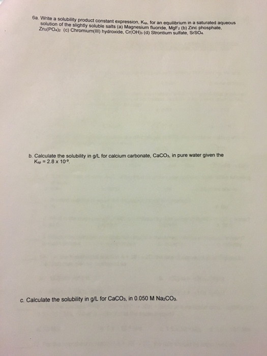 Write a solubility product constant expression, K_