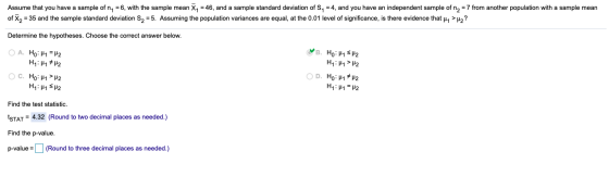 Assume that you have a sample of n = 6, with the sample mean X, = 46, and a sample standard deviation of S7 = 4, and you have