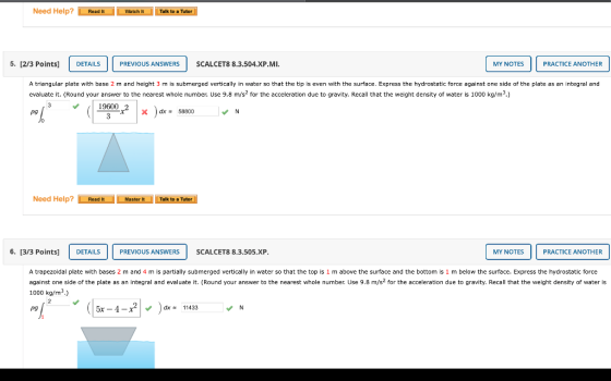 Need Help? Read It Watch It Talk to a Tutor 5. [2/3 Points] DETAILS PREVIOUS ANSWERS SCALCET8 8.3.504.XP.MI. MY NOTES PRACTIC