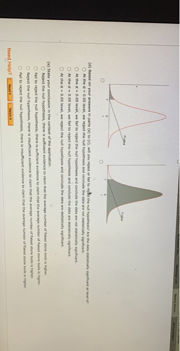 (d) Based on your answers in parts (a) to (c), w you reject or fail tort the nul hypothes Are the data statistically wricant