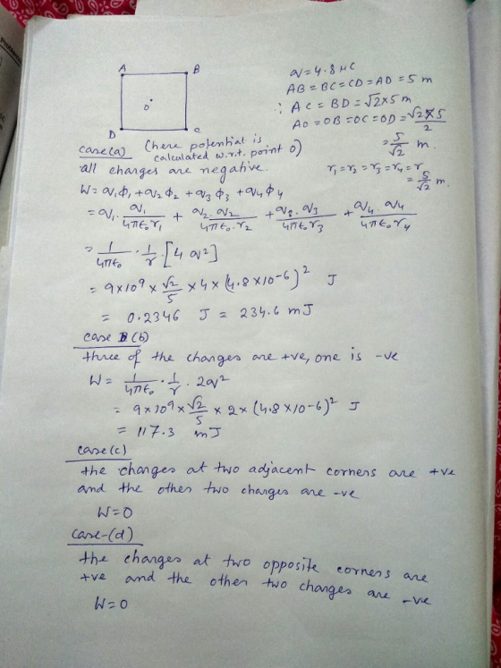 2 caluulated w.r.t. point o all changes mi meqahve 2. 2. thnee the change~ ane+ve, one-is -ve. 9x)07x므 x 2x (h@X/O-6)2 J eane(c) the changes at two adyacent cornens are +V and the other two changan ane ve N Care-(d) the changes at thro opposik eonens ane +ve and the other two chan ger au