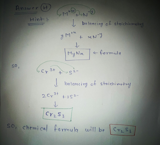 Answer (H Cute NO toN Hint & I balancing of stoichiometry ам + му- +20 My Nre a formula so, Gcg 3t » si- balancing of stoich
