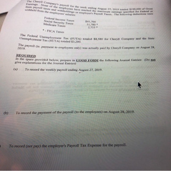 The Cheryll Com companys payroll for the weekendine August 22, 2019 totale Famnings. None of We of the crne have State payro