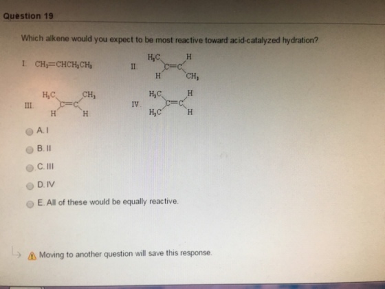 Which alkene would you expect to be most reactive