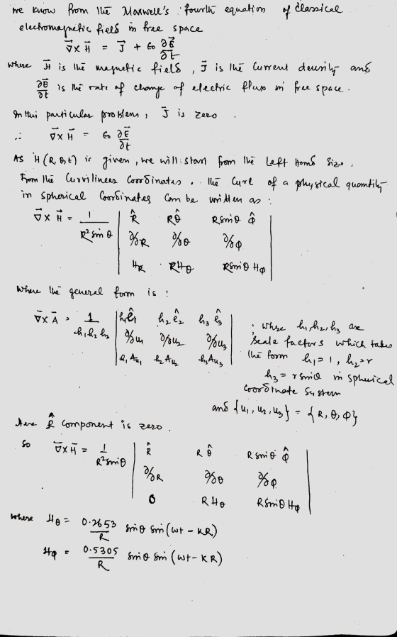of where we know from the Maxwells fourth equation Classical electromagnetic field in free space öx } + to az It It is the m