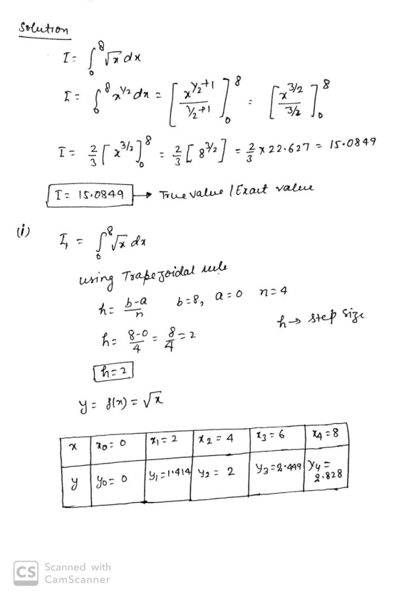 Solution 8 Trade Te ftphone= (1.4 3 [235]* = { [ 8%] = { 1.22.627 = 15-0849 3/2 3/2 Ia Io 15.0849 True value / Exact value I
