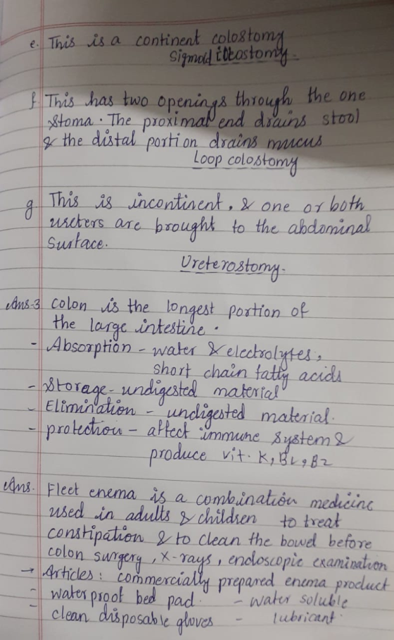 e. This is a continent colostomy Sigmoid čokostomy the one. f. This has two openings through Stoma . The proximad end drains