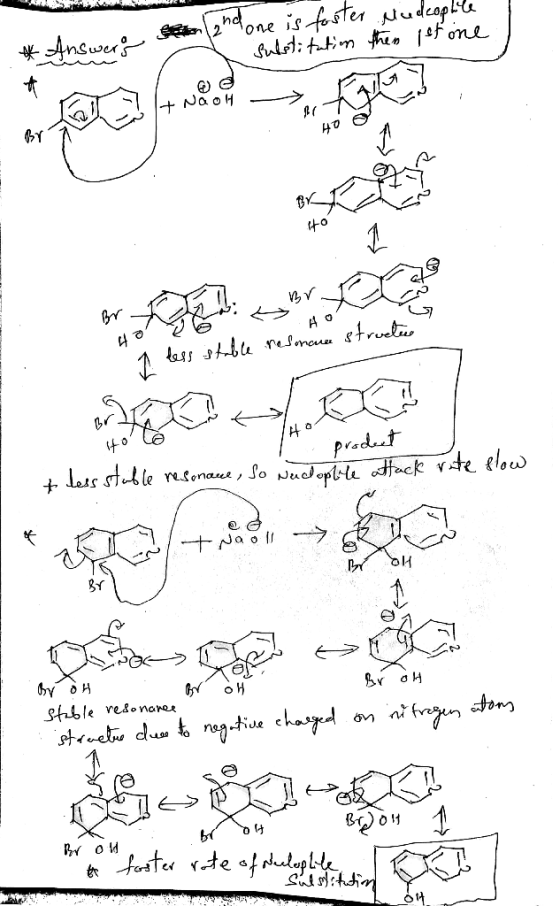 S URR n * Answers e and one is foster Medeophile substitution then let one + NaOH - po #O dess stable resoncu structure prode