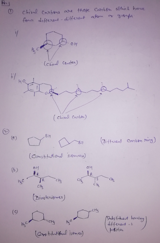 Chiral four carbons are those different - different carbon atom a which have groups (Chiral Center) (chiral Courben) (a) (9)