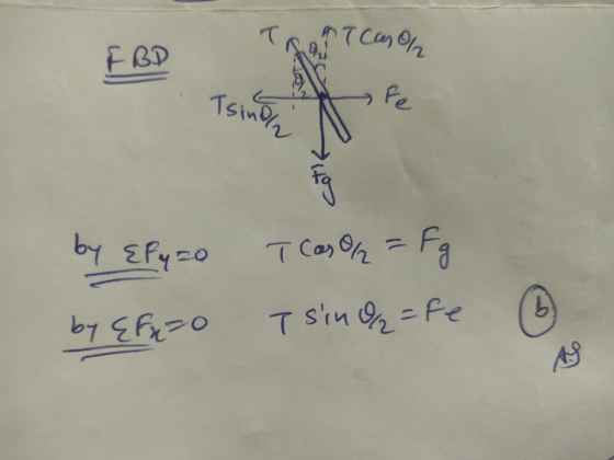 FBD T Tsing t T Cason he by EfyzO by EFGO T Cas% = Fg T sin =fe.