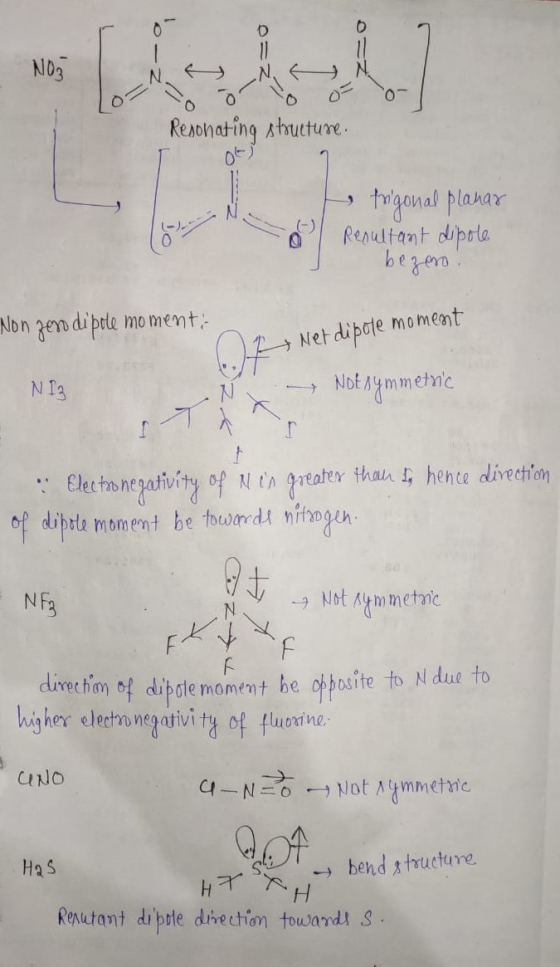 N o N. Resonating structure trigonal planar Resultant dipole bezero I Non zero di pole momenti 6. A+ Net dipote moment N 13 N